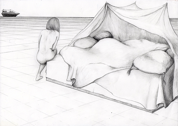 dream melancholia illustration pencil on paper